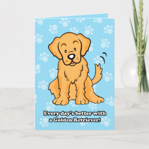 Cute Cartoon Golden Retriever Greeting Card