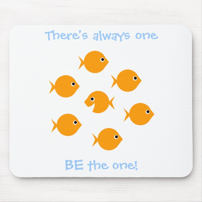 Cute  Cartoon Goldfish Inspiring Saying For Kids Mouse Mat (Front)