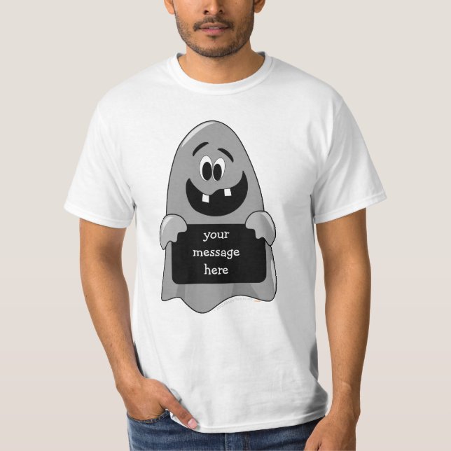 Cute Cartoon Goofy Ghost Halloween Design Template T-Shirt (Front)