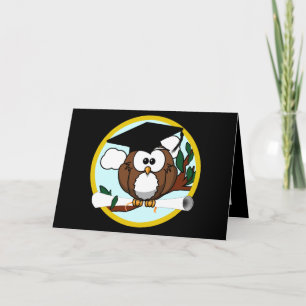 Cute Cartoon Graduation Owl With Cap & Diploma Card