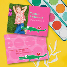 Cute Cartoon Green Alligator Photo Kid's Play Date