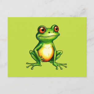 Cute Cartoon Green Frog Postcard