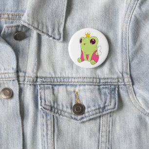 Cute Cartoon Green Frog with a Crown 6 Cm Round Badge