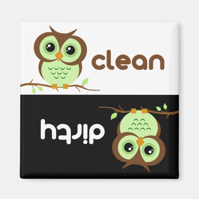 Cute Cartoon Green Owl Magnet (Front)