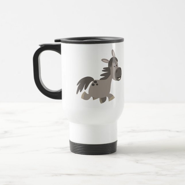 Cute Cartoon Grey Pony Commuter Mug (Left)