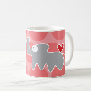 Cute Cartoon Grey Rhinoceros & Fun Dots Children's Coffee Mug