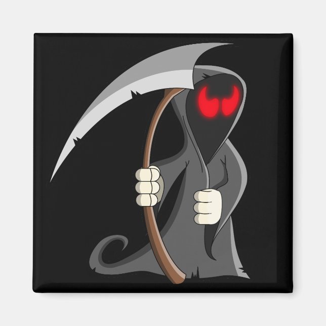 Cute Cartoon Grim Reaper Halloween Magnet (Front)