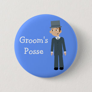 Cute Cartoon Groom's Posse Bachelor Party 6 Cm Round Badge