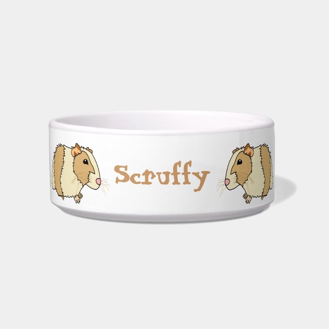Cute Cartoon Guinea Pigs Personalised Pet Bowl (Front)