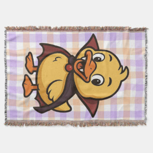 Cute cartoon Halloween duck vampire Throw Blanket