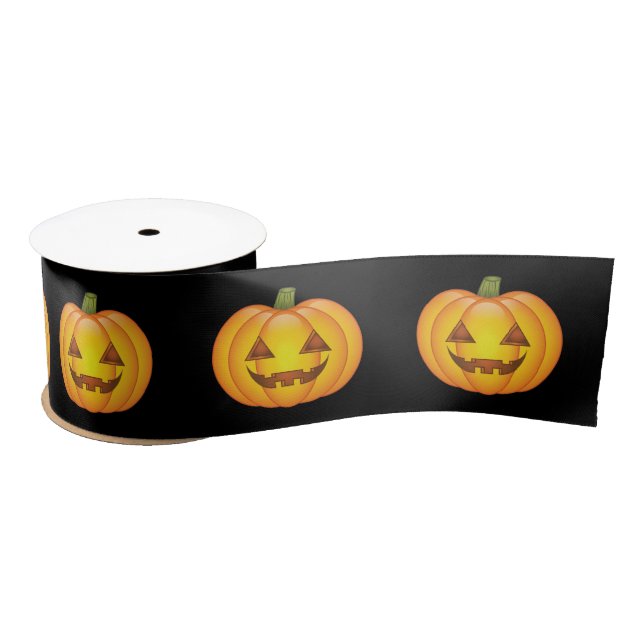 Cute Cartoon Halloween Jack O’Lantern Pumpkin Satin Ribbon (Spool)