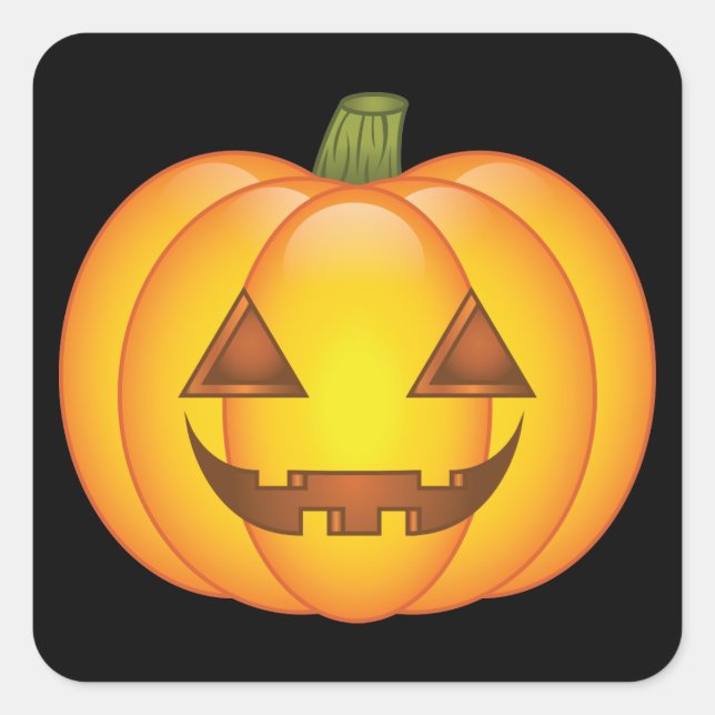 Cute Cartoon Halloween Jack O’Lantern Pumpkin Square Sticker (Front)