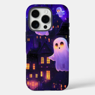 Cute Cartoon Halloween Midnight Flying Ghosts iPhone 16 Pro Case