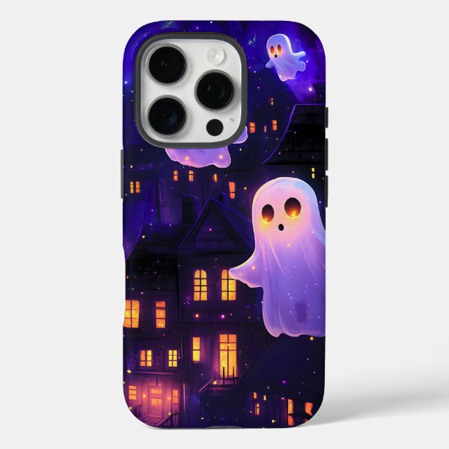 Cute Cartoon Halloween Midnight Flying Ghosts Case-Mate iPhone Case (Back)