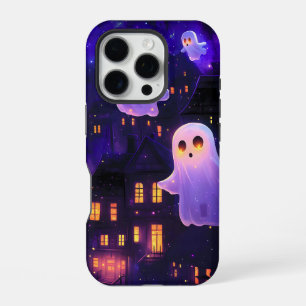 Cute Cartoon Halloween Midnight Flying Ghosts iPhone 16 Pro Case