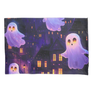 Cute Cartoon Halloween Midnight Flying Ghosts Pillowcase