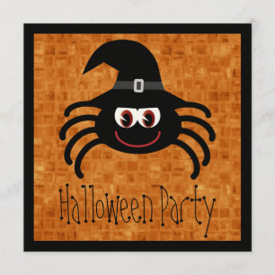 Cute Cartoon Halloween Spider Invitation