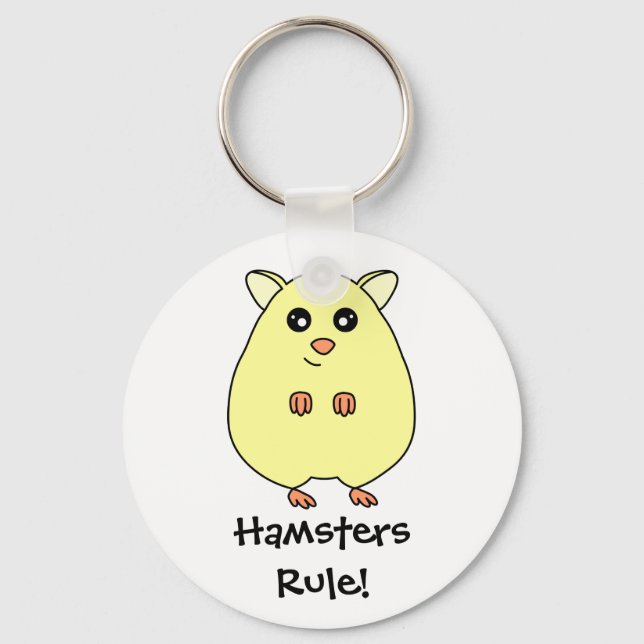Cute Cartoon Hamster - Hamsters Rule Keychain (Front)
