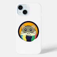 Cute cartoon hamster with a multicolored scarf