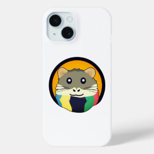 Cute cartoon hamster with a multicolored scarf iPhone 15 case