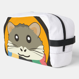 Cute cartoon hamster with a multicolored scarf dopp kit