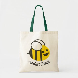 Cute Cartoon Happy Bee Personalised Tote Bag
