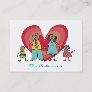 Cute Cartoon Happy Family Contact Calling Card