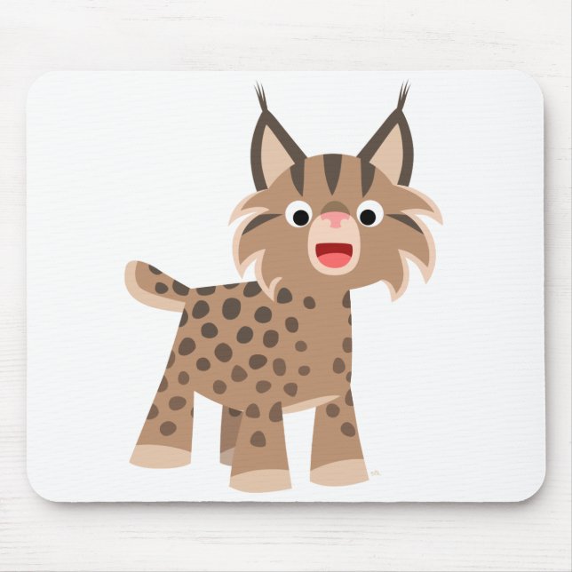 Cute Cartoon Happy Lynx Mousepad (Front)