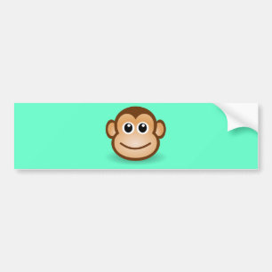 Cute Cartoon Happy Monkey Face Bumper Sticker