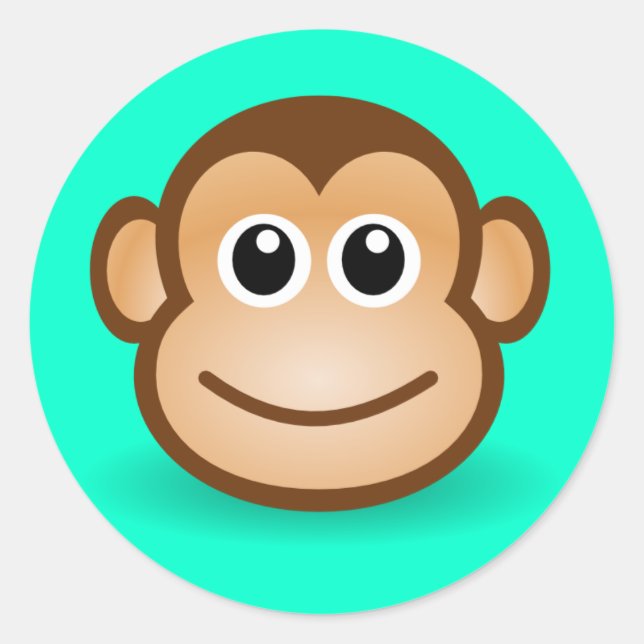 Cute Cartoon Happy Monkey Face Classic Round Sticker (Front)