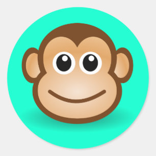Cute Cartoon Happy Monkey Face Classic Round Sticker
