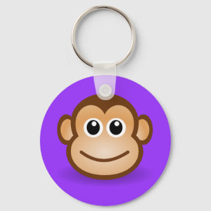 Cute Cartoon Happy Monkey Face Key Ring