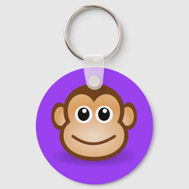 Cute Cartoon Happy Monkey Face Key Ring (Front)