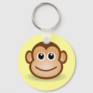 Cute Cartoon Happy Monkey Face Key Ring