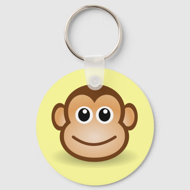 Cute Cartoon Happy Monkey Face Key Ring (Front)