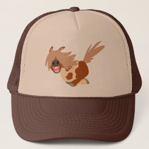 Cute Cartoon Happy Pinto Pony Trucker Hat