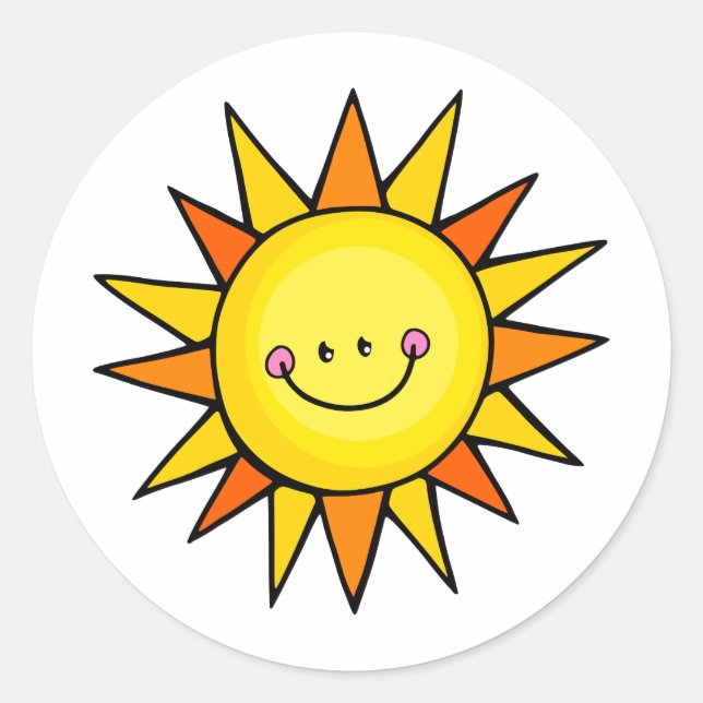 Cute Cartoon Happy Smiling Summer Sun Classic Round Sticker (Front)