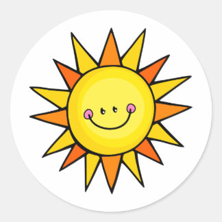 Cute Cartoon Happy Smiling Summer Sun Classic Round Sticker
