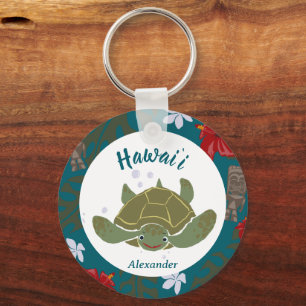 Cute Cartoon Hawaii Sea Turtle Tropical Key Ring