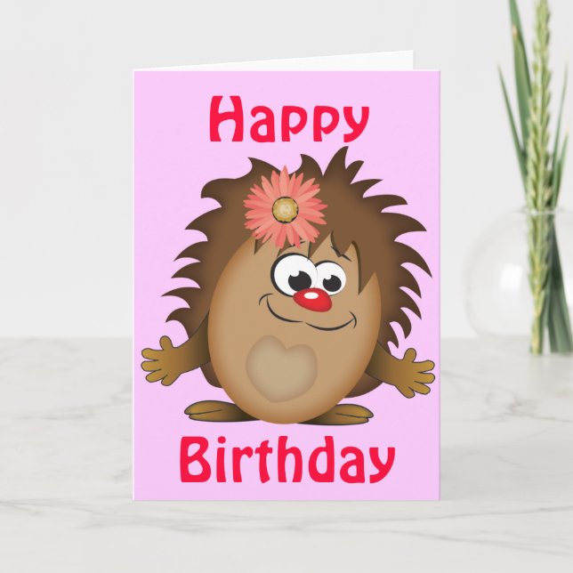 Cute Cartoon Hedgehog Card (Front)