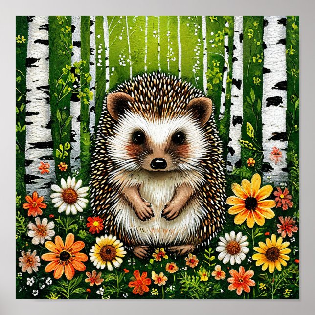 Cute Cartoon hedgehog Poster (Front)