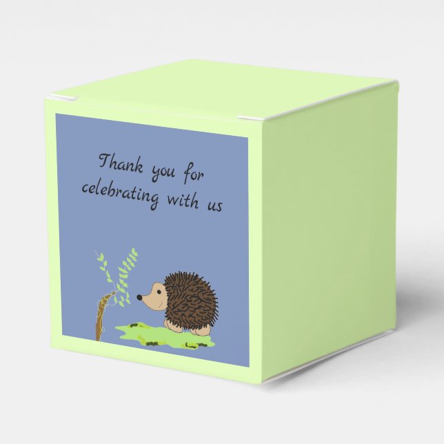 Cute Cartoon Hedgehog Thank You Favour Box (Front Side)