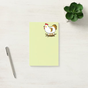 Cute Cartoon Hen on Nest with Farm Eggs Post-it Notes