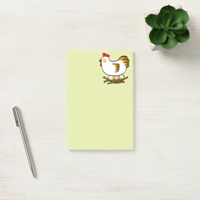 Cute Cartoon Hen on Nest with Farm Eggs Post-it Notes (Office)