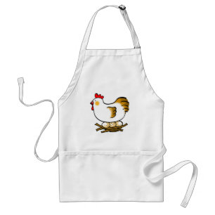 Cute Cartoon Hen on Nest with Farm Eggs Standard Apron