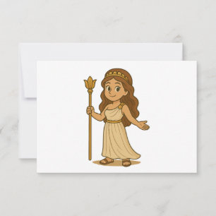 Cute Cartoon Hera – Greek Goddess of Olympus Thank You Card