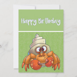 Cute cartoon Hermit Crab Birthday Card
