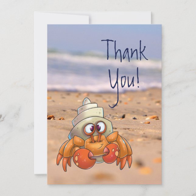 Cute Cartoon Hermit Crab Thank you Card (Front)