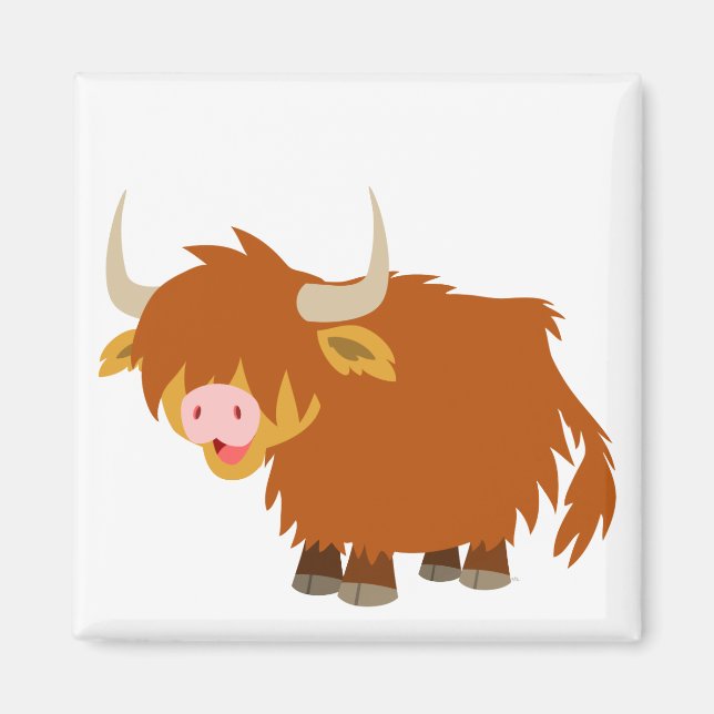 Cute Cartoon Highland Cow Magnet (Front)