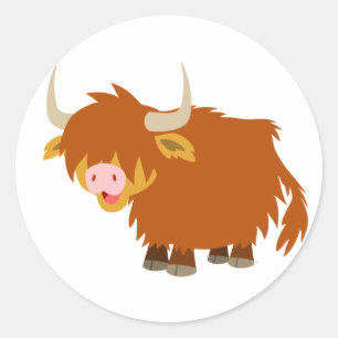 Cute Cartoon Highland Cow Sticker